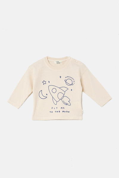 Print Baby T-Shirt Moon - Stone