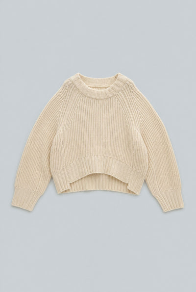 Wool-Blend Crewneck Cropped Sweater - Ivory
