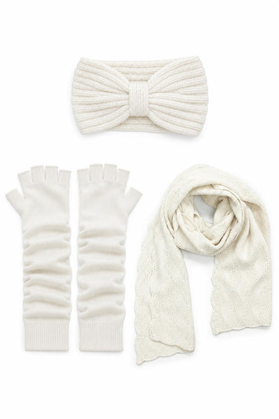 Portolano Winter White Scarf, Glove & Turban Set