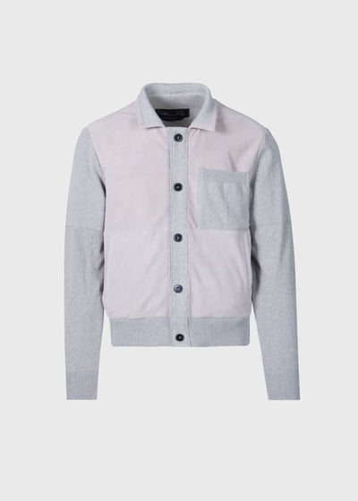 Suede & Cotton Knit Blouson - Silver