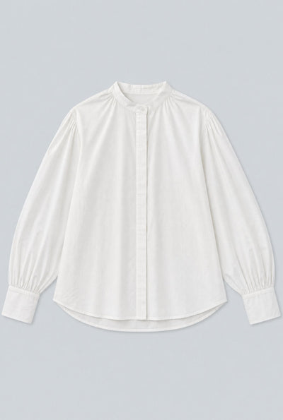 Mock Neck Button Up - White