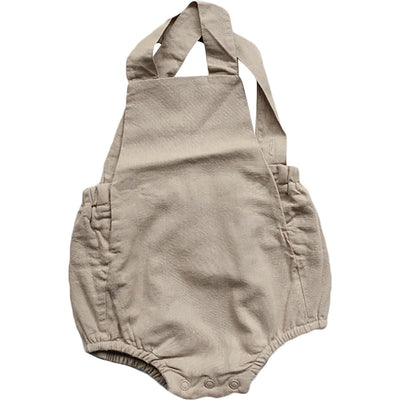 The Linen Overall Romper - Oatmeal
