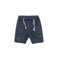 Terry Shorts with Print - Navy
