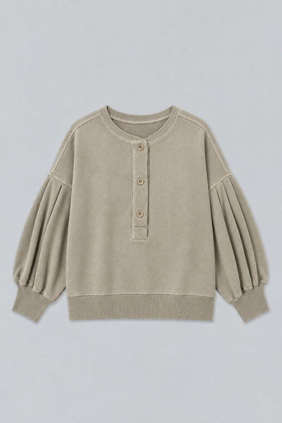 Greta Henley Sweatshirt - Stone