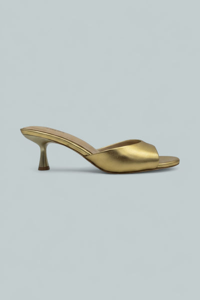 Arleen Kitten-Heel Mule - Gold Leather