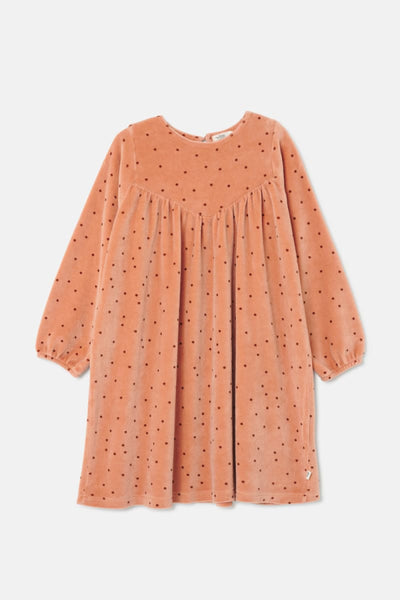 Polka Dot Velour Dress - Pink