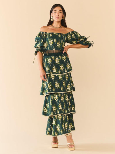 Kenz Skirt x McKenzie Depinto - Deep Green With Cream Larsen Floral