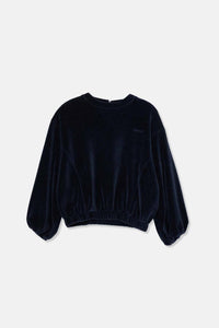 Organic velour sweatshirt - Navy