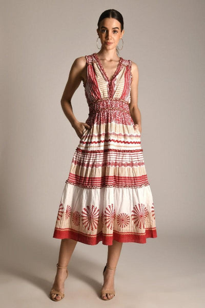 Homa Midi Dress - Red