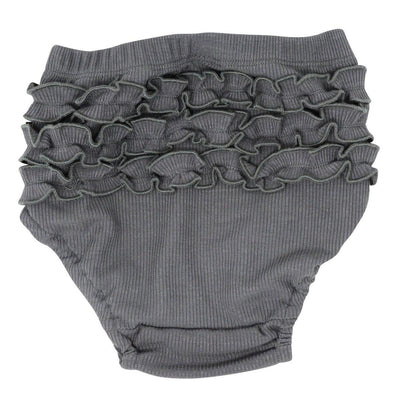 Ruffle Bloomer - Charcoal Rib - 0-3 Months - Bloomer