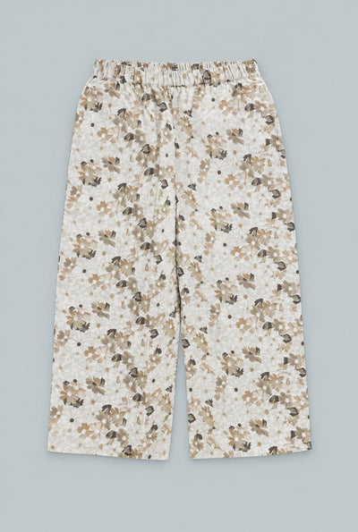 Kids Floral Wide Leg Pants - Tan Combo