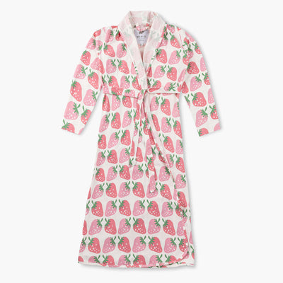 Printed Organic Lounge Robe - Strawberry Jam