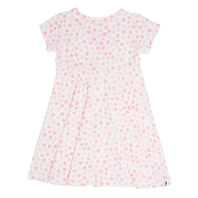 Swirly Girl Short Sleeve Dress - Polka Dot Pink - Dresses