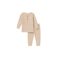 Shifting Sand Henley Waffle Pajama Set