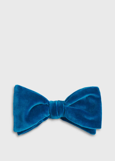 Blunt Edge Velvet Bow Tie - Royal Blue