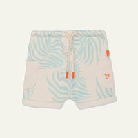 Recycled Cotton Palm Leaf Baby Shorts - Natural/sterling Blue