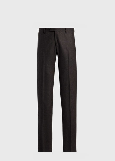 Wool & Cashmere Bone Flannel Trouser - Chocolate Brown