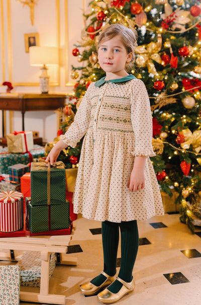 Olympe Long Sleeve Smocked Dress - Green