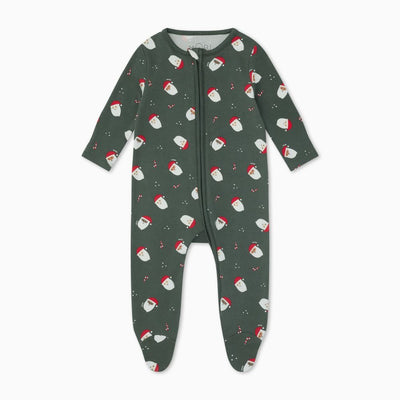Santa Print Two Way Zip-Up Sleepsuit - Santa Print