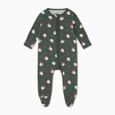 Santa Print Two Way Zip-Up Sleepsuit - Santa Print