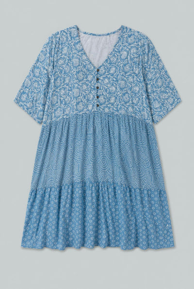 Short Tiered Dress - Blue
