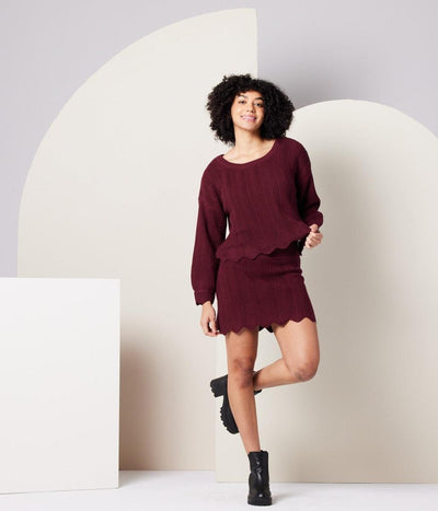 Lux Sweater Skirt - Burgundy