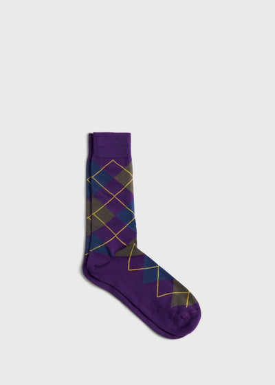 Cotton Blend Argyle Sock - Purple