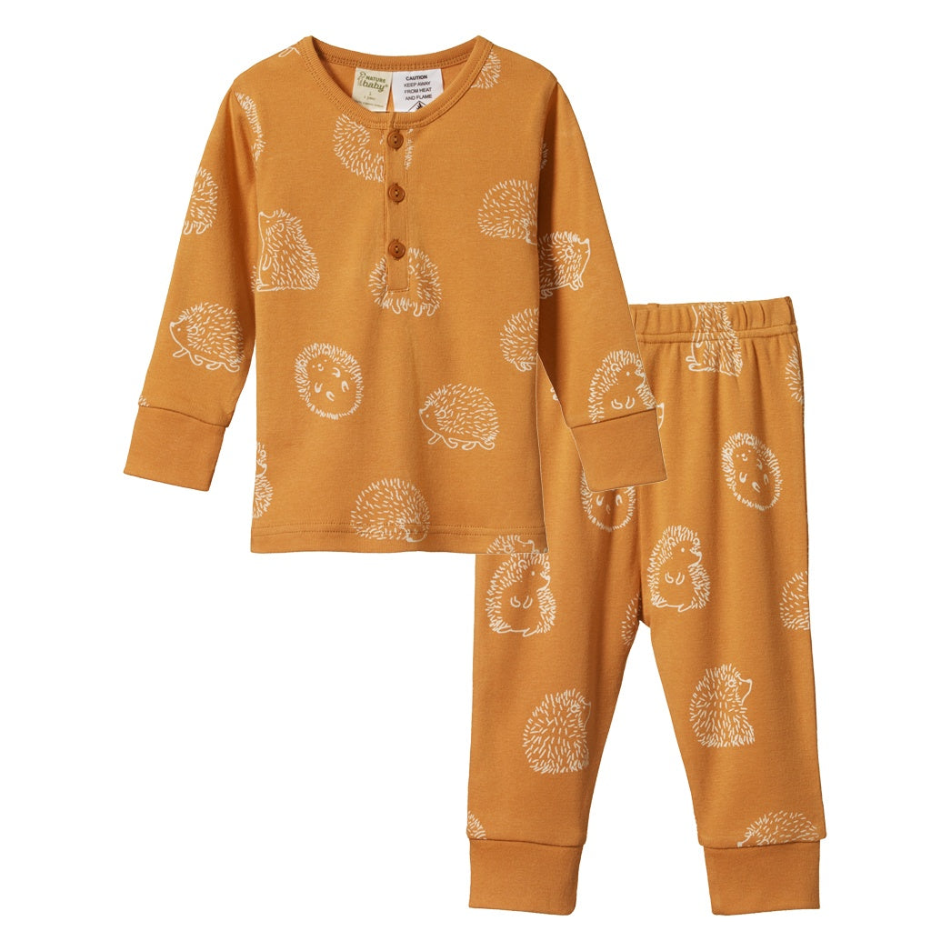 Long Sleeve Pajama Set - Happy Hedgehog Sleepwear Print