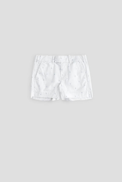 Boat Print 4" Short - White