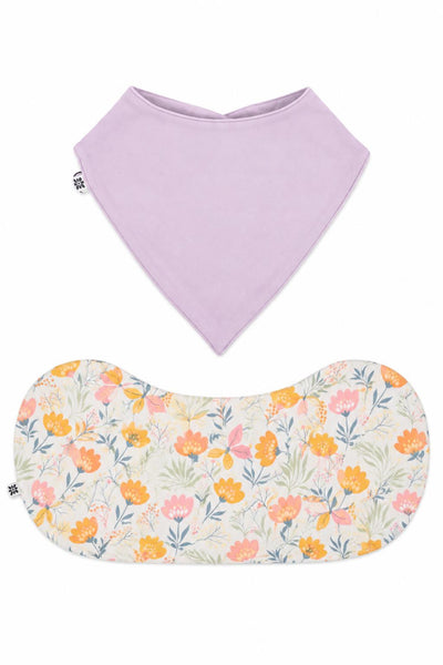 Sweet Bamboo Bib & Burp Cloth Set - Lavender + Butterfly Floral