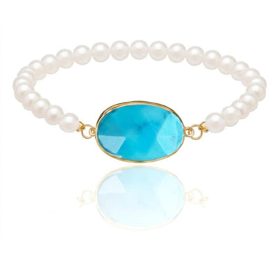 18k gold turquoise & Pearl Bracelet