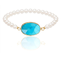 18k gold turquoise & Pearl Bracelet