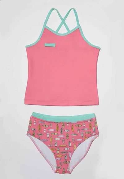 Talula Surfboard Tankini Set - Raspberry Surf - Two Piece Swim