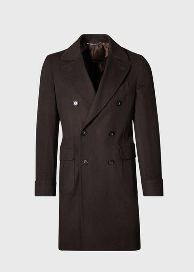 Wool & Cashmere Double Breasted Coat - Brown