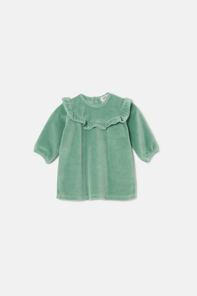 Velour Baby Dress - Green