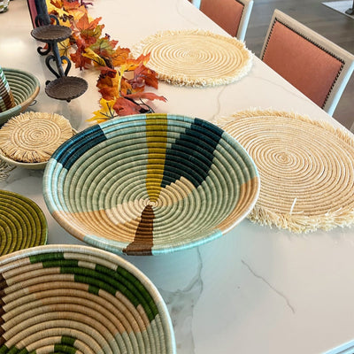 Restorative Woven Bowl 14” - Abstract Seafoam