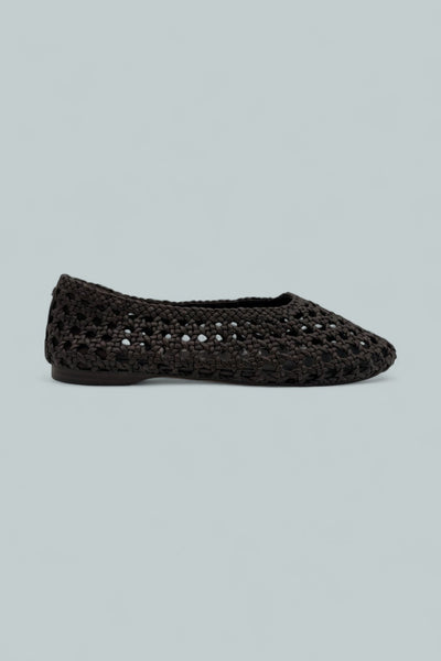 Women's Shira Woven Leather Ballet Flats - Dark Brown