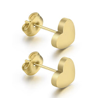 18K Gold Heart Stud Earrings