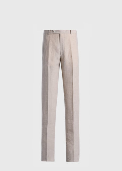 Linen Solid Dress Trouser - Natural