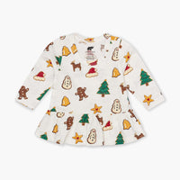 Long Sleeve Peplum Tee - Holiday Cookies