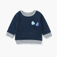 Embroidered Crewneck Sweatshirt - Valentine's Day Blue Hearts