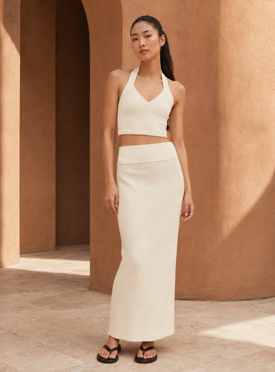 Knit Column Skirt - Cream