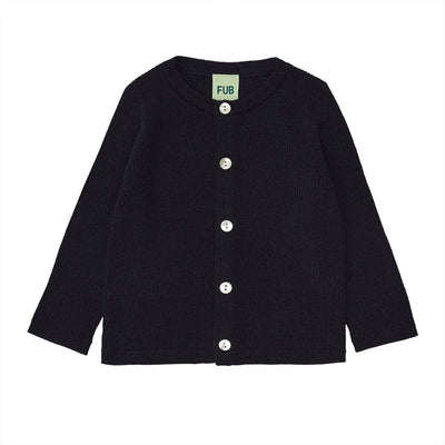 Baby Pearl Button Rib Cardigan - Dark Navy - Cardigan