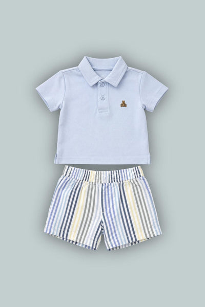 Baby Polo Outfit Set - Serene Blue