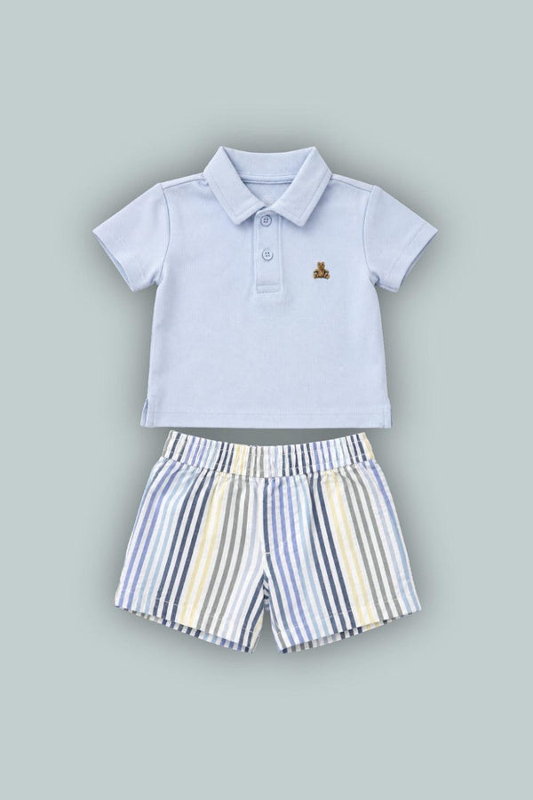 Baby Polo Outfit Set - Serene Blue