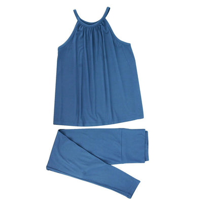 Ladies Halter Top and Pant - Denim Blue Rib