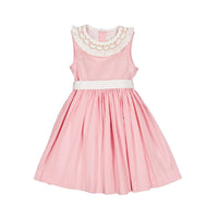 Peony Pink Smocked Dress With White Embroidered Collar