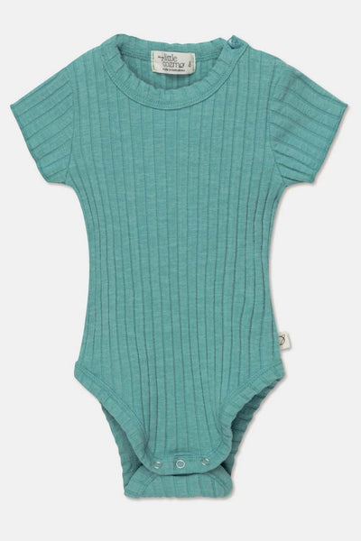 Rib lettuce-edge baby bodysuit - Green