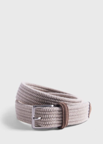 Braided Wool Belt with Suede Trim - Mink