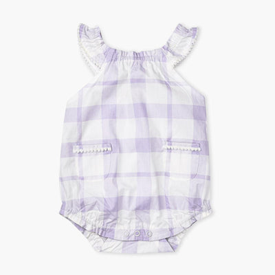 Gingham Bubble Romper - Lavender Gingham